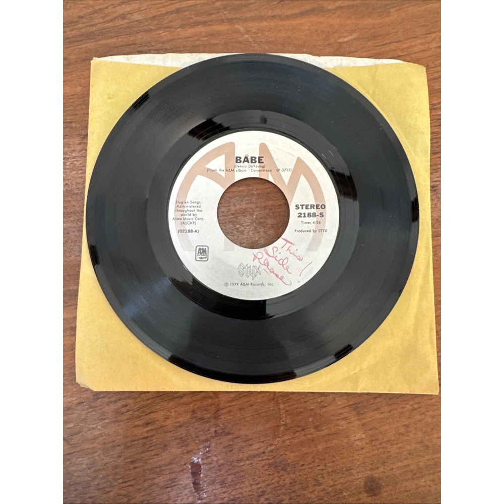Styx - Babe - A&M(45RPM 7"Single)(J816)